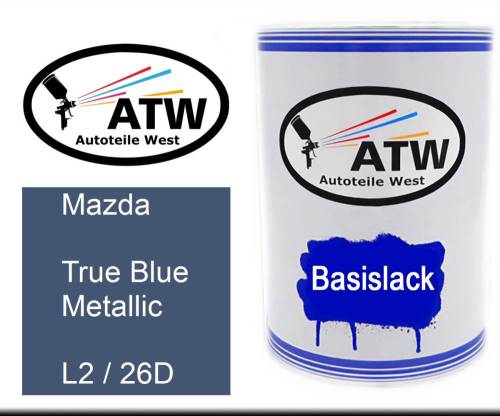 Mazda, True Blue Metallic, L2 / 26D: 500ml Lackdose, von ATW Autoteile West.